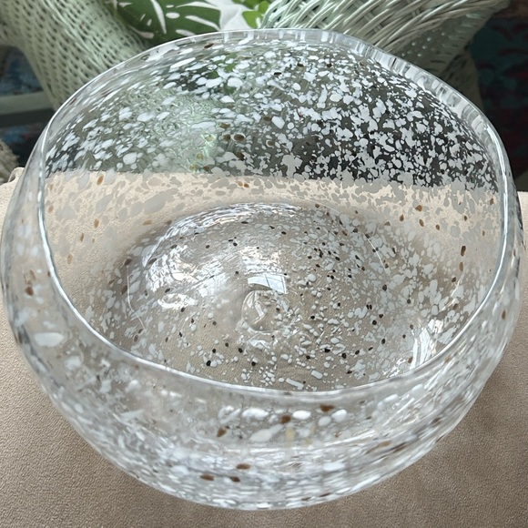 Large Vintage Handblown Speckled Art Glass Bowl - Picture 2 of 11